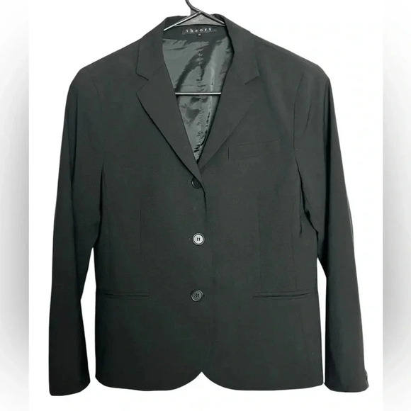 Theory Black Blazer Size 10 Office Business Minimalist Contemporary - Picture 1 of 11